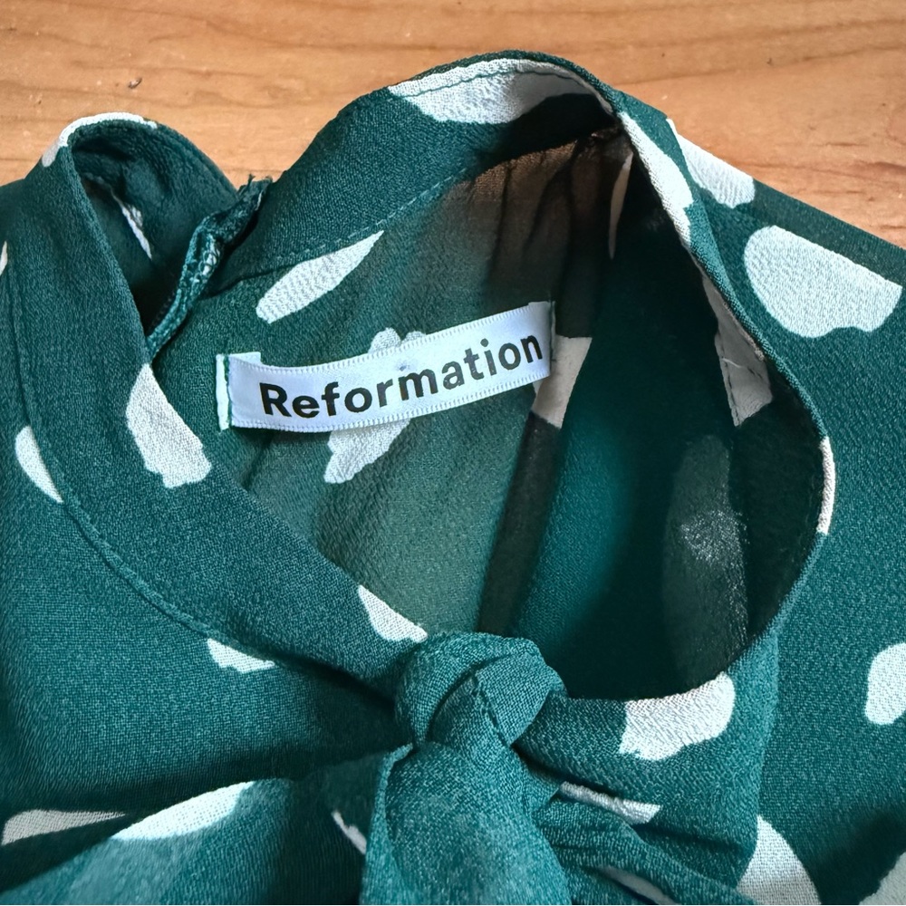 Reformation Fox Dress in Fen Size 4 Geometric Christmas Dress Holidays - Picture 8 of 11